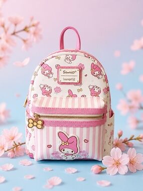 Loungefly Sanrio My Melody Allover Print Striped Mini Backpack RARE!!!